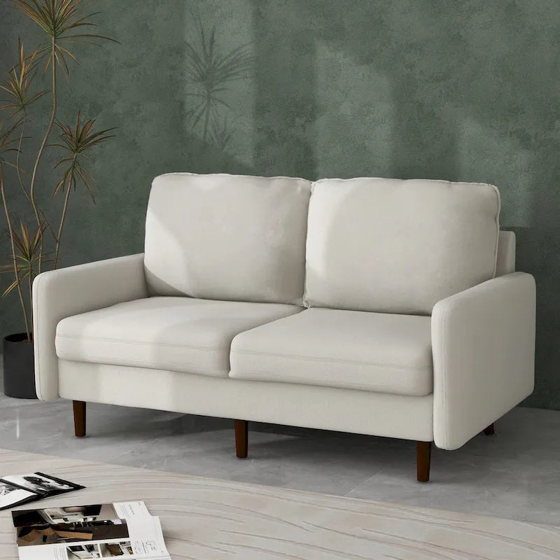 Causeuse moderne 2 places en velours – Blanc / Bleu / Gingembre / Gris / Cyan grisâtre / Jaune