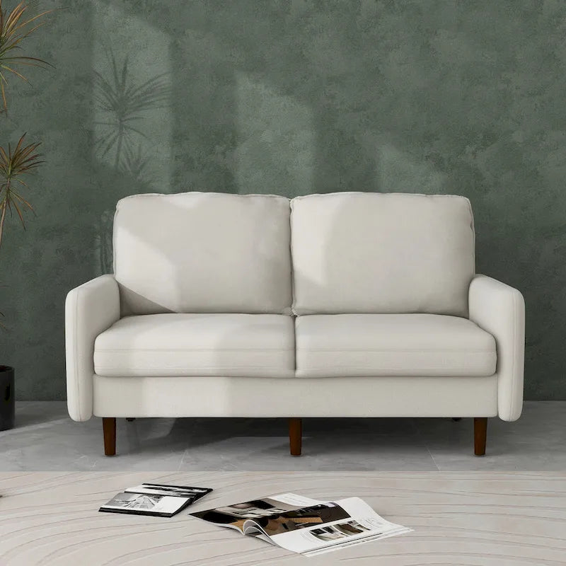 Causeuse moderne 2 places en velours – Blanc / Bleu / Gingembre / Gris / Cyan grisâtre / Jaune
