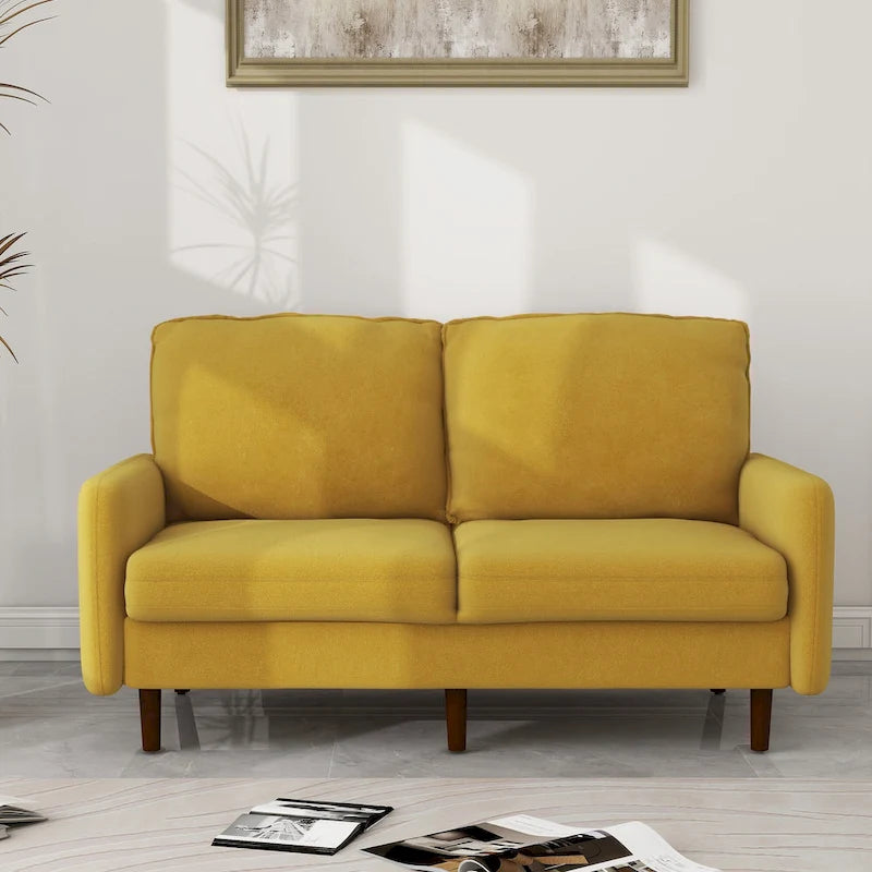 Causeuse moderne 2 places en velours – Blanc / Bleu / Gingembre / Gris / Cyan grisâtre / Jaune