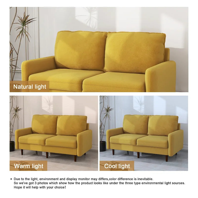 Causeuse moderne 2 places en velours – Blanc / Bleu / Gingembre / Gris / Cyan grisâtre / Jaune