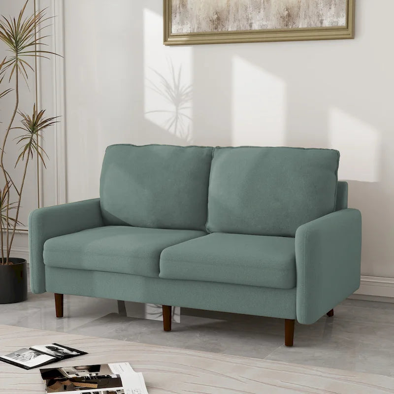 Causeuse moderne 2 places en velours – Blanc / Bleu / Gingembre / Gris / Cyan grisâtre / Jaune