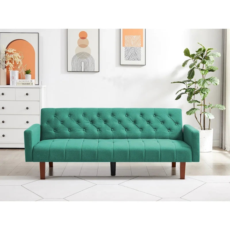 Canapé-lit futon convertible 75 po, dossier inclinable divisé, 2 places – Miel Aulne/Jaune/Beige/Gris