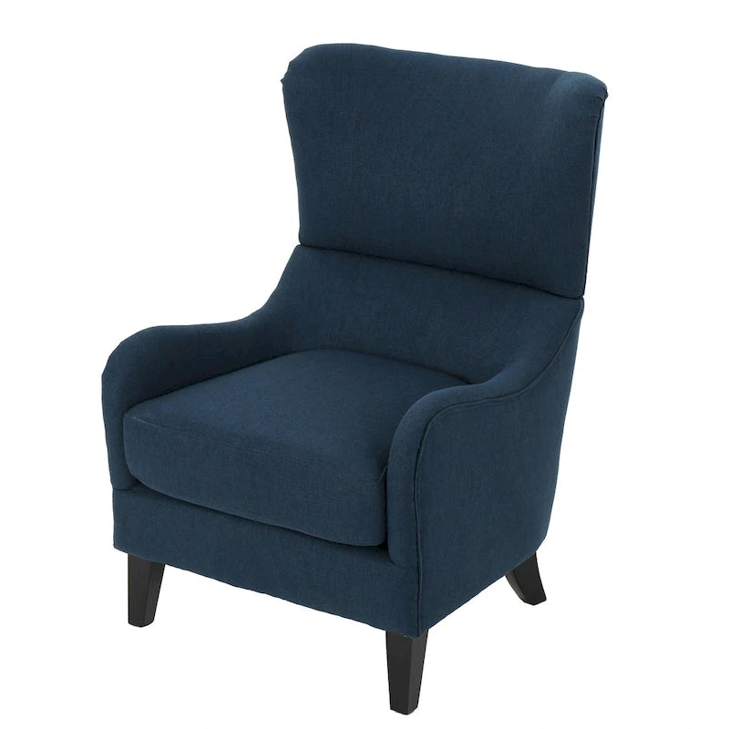 Fauteuil club en tissu à dossier haut, bleu marine / anthracite, une place