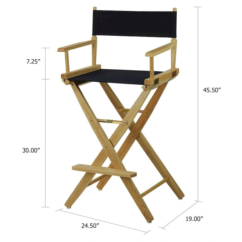 Chaise de réalisateur pliable en chêne naturel, hauteur de bar - Monoplace