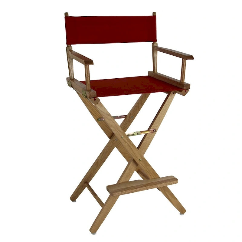 Chaise de réalisateur pliable en chêne naturel, hauteur de bar - Monoplace