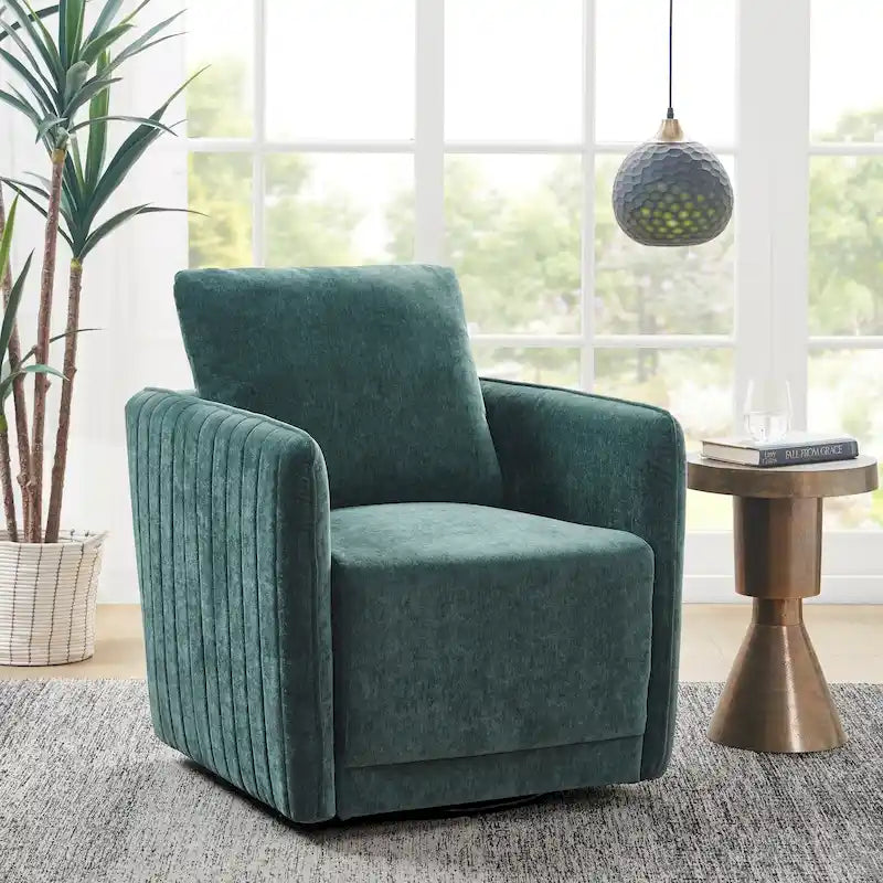 Fauteuil d'appoint pivotant matelassé vert, une place