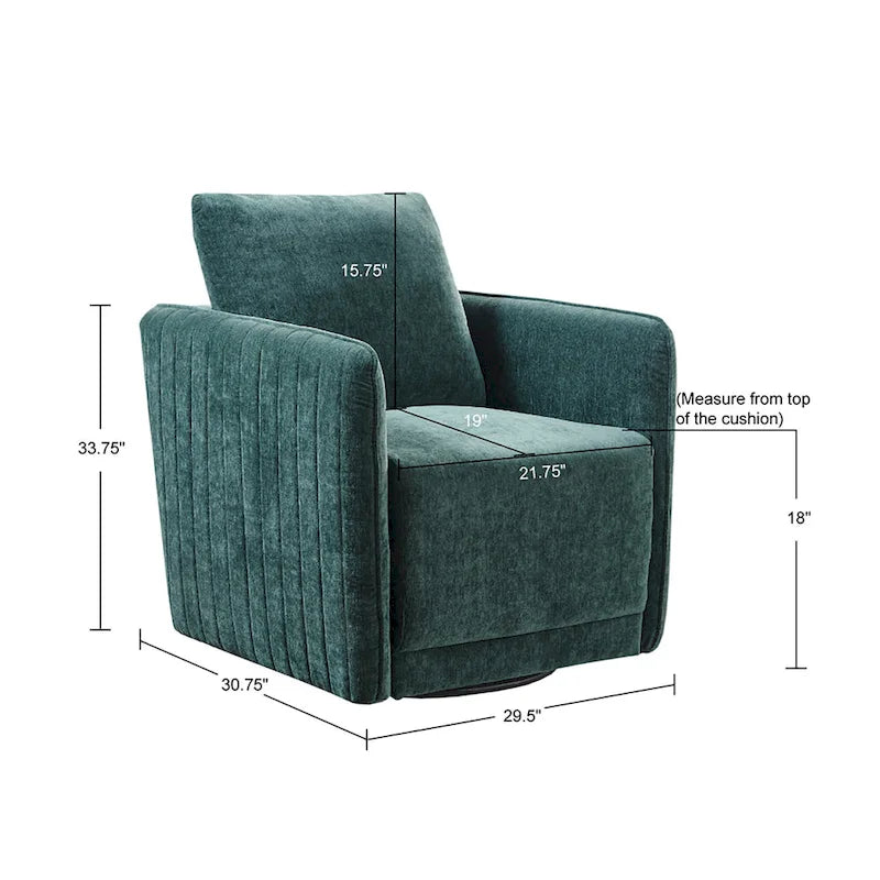 Fauteuil d'appoint pivotant matelassé vert, une place