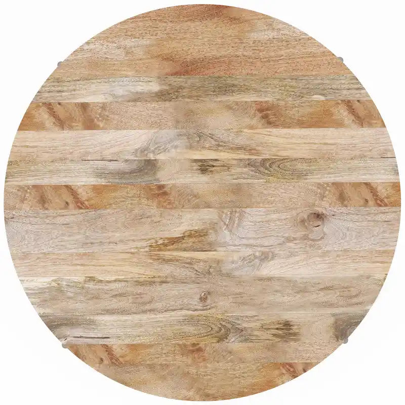 Table basse ronde à tambour – Blanc lavé / Noyer brun / Naturel, Places assises 4-6