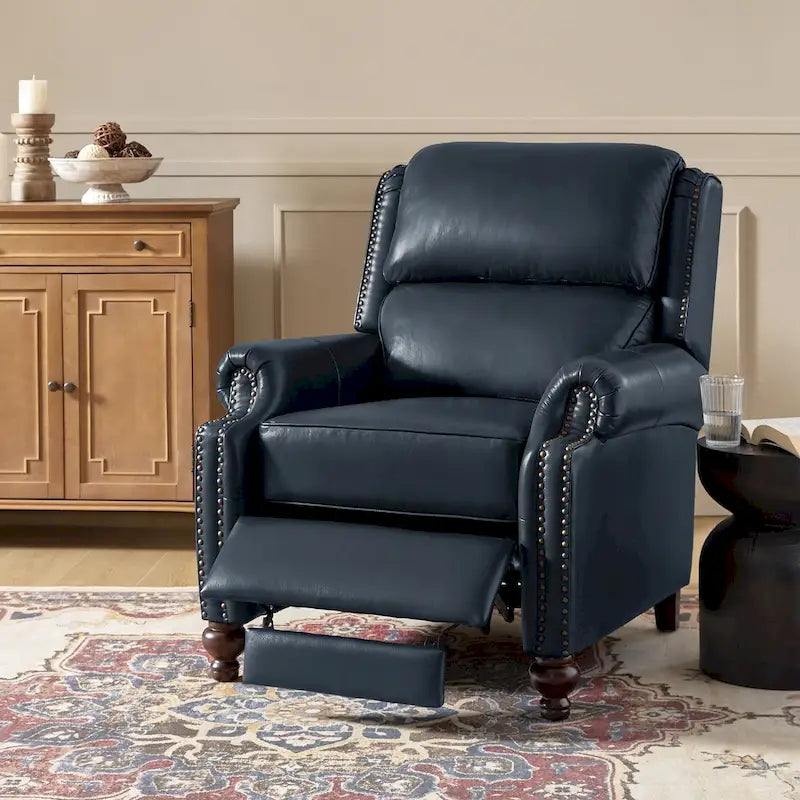 Fauteuil inclinable inclinable en cuir véritable Mid-Century Modern – Plusieurs couleurs, 1 place