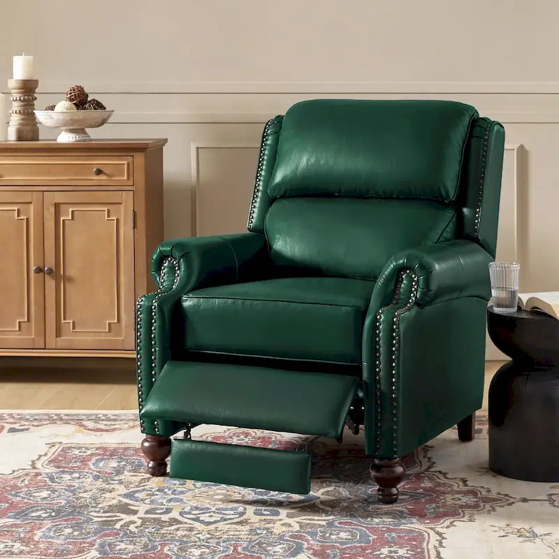 Fauteuil inclinable inclinable en cuir véritable Mid-Century Modern – Plusieurs couleurs, 1 place