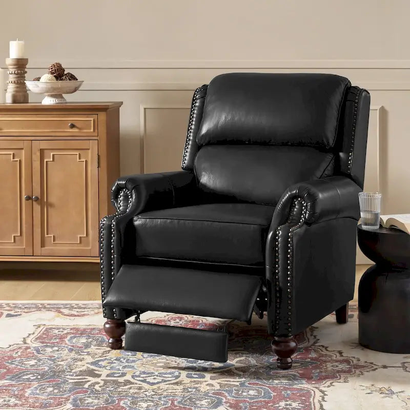 Fauteuil inclinable inclinable en cuir véritable Mid-Century Modern – Plusieurs couleurs, 1 place