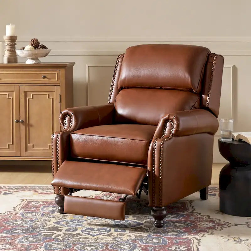 Fauteuil inclinable inclinable en cuir véritable Mid-Century Modern – Plusieurs couleurs, 1 place