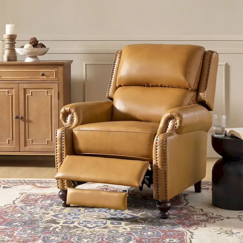 Fauteuil inclinable inclinable en cuir véritable Mid-Century Modern – Plusieurs couleurs, 1 place