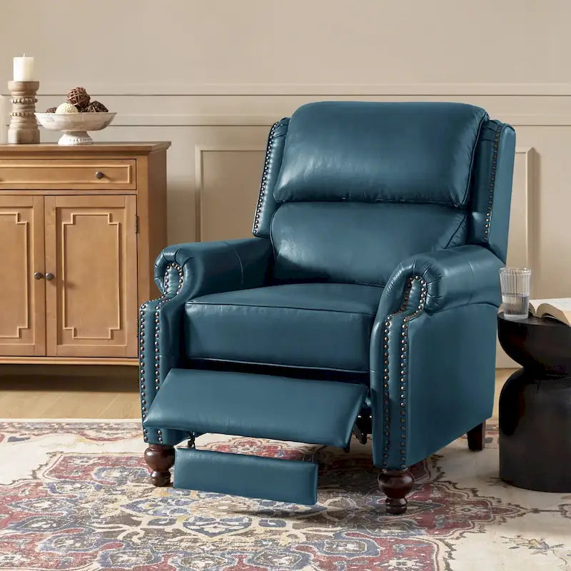 Fauteuil inclinable inclinable en cuir véritable Mid-Century Modern – Plusieurs couleurs, 1 place