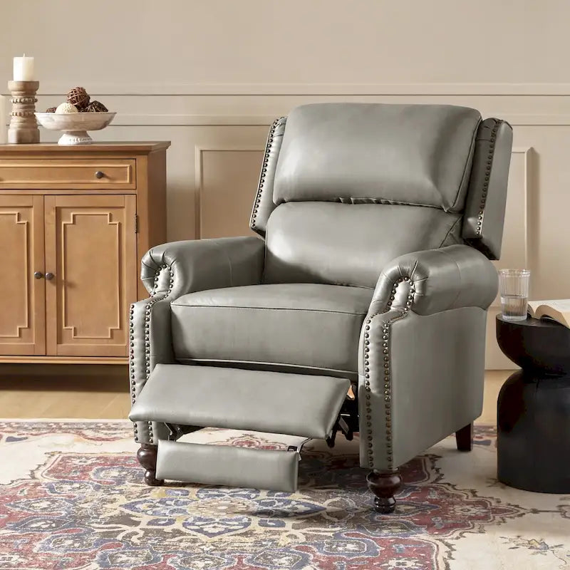 Fauteuil inclinable inclinable en cuir véritable Mid-Century Modern – Plusieurs couleurs, 1 place