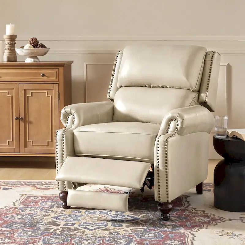 Fauteuil inclinable inclinable en cuir véritable Mid-Century Modern – Plusieurs couleurs, 1 place