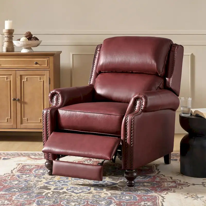 Fauteuil inclinable inclinable en cuir véritable Mid-Century Modern – Plusieurs couleurs, 1 place