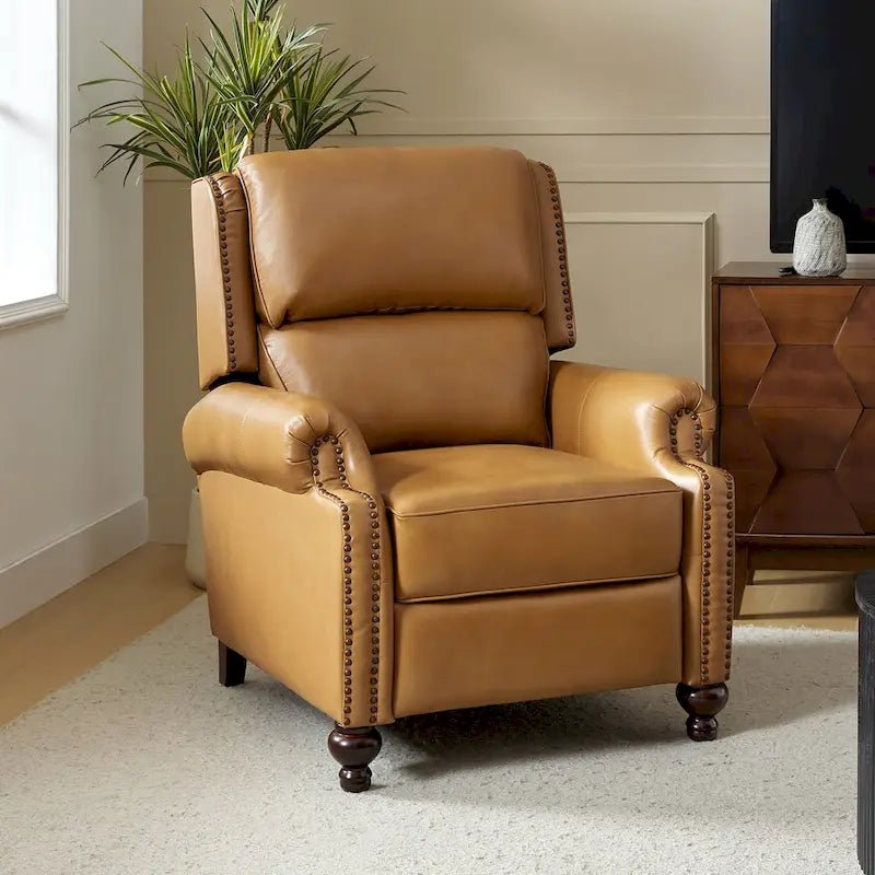 Fauteuil inclinable inclinable en cuir véritable Mid-Century Modern – Plusieurs couleurs, 1 place