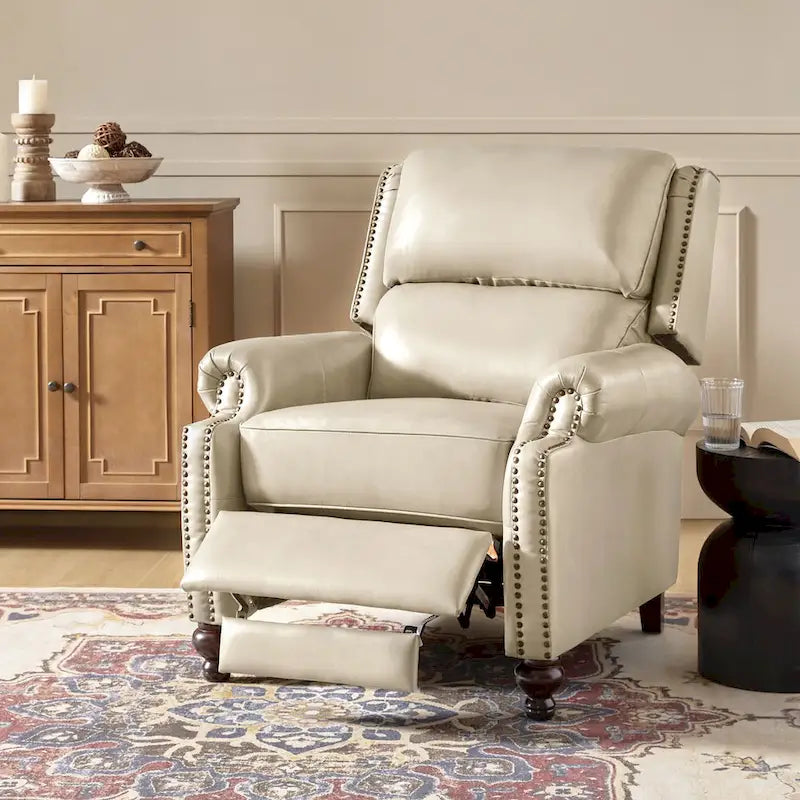 Fauteuil inclinable inclinable en cuir véritable Mid-Century Modern – Plusieurs couleurs, 1 place