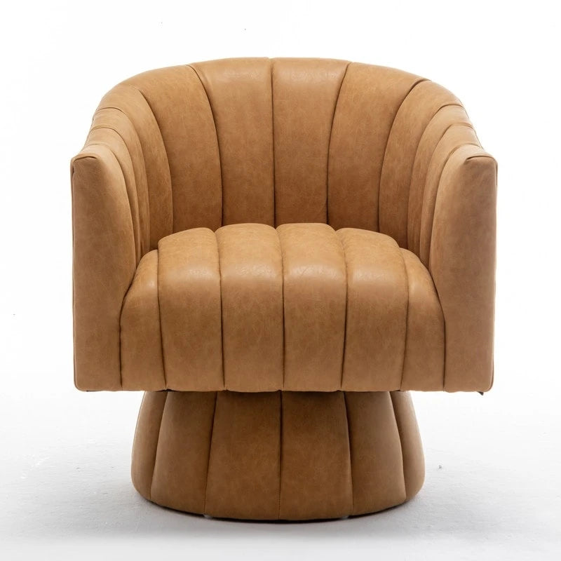 Fauteuil pivotant de style Mid-Century - Moutarde / Abricot Foncé / Noir / Marron - Une place