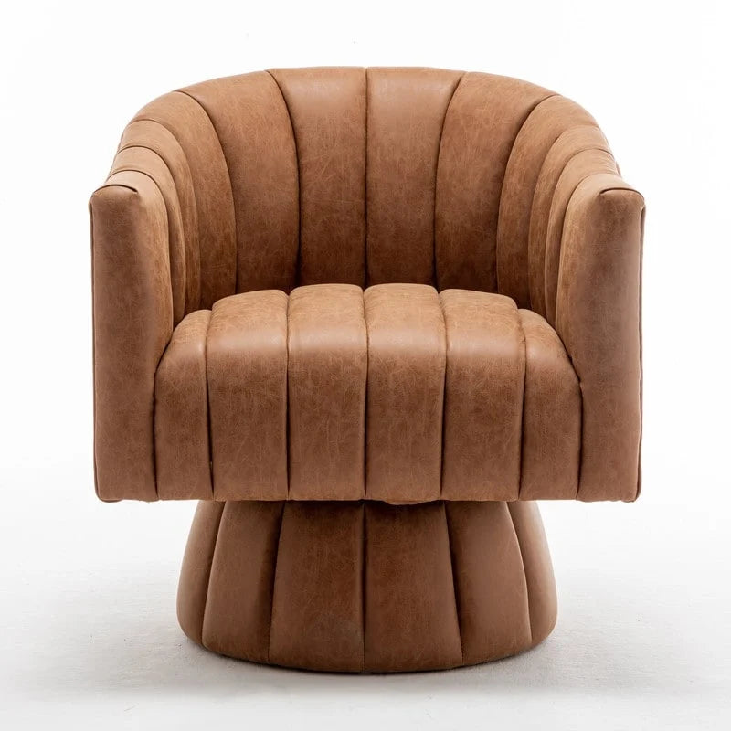 Fauteuil pivotant de style Mid-Century - Moutarde / Abricot Foncé / Noir / Marron - Une place