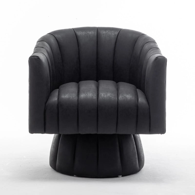 Fauteuil pivotant de style Mid-Century - Moutarde / Abricot Foncé / Noir / Marron - Une place