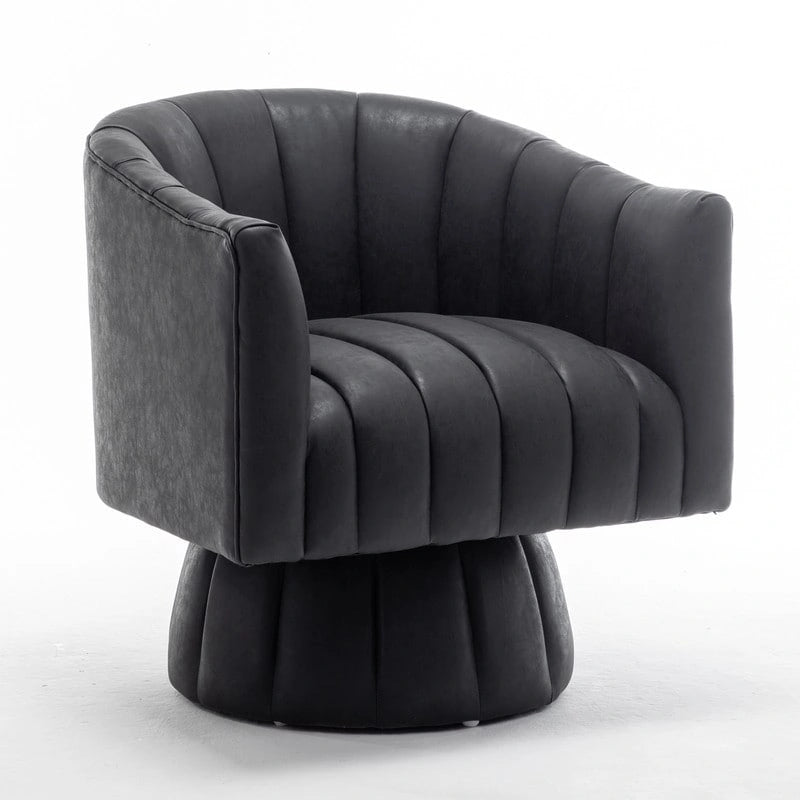 Fauteuil pivotant de style Mid-Century - Moutarde / Abricot Foncé / Noir / Marron - Une place