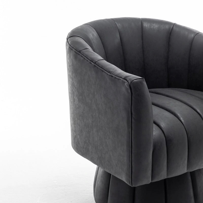Fauteuil pivotant de style Mid-Century - Moutarde / Abricot Foncé / Noir / Marron - Une place