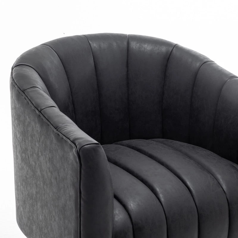 Fauteuil pivotant de style Mid-Century - Moutarde / Abricot Foncé / Noir / Marron - Une place