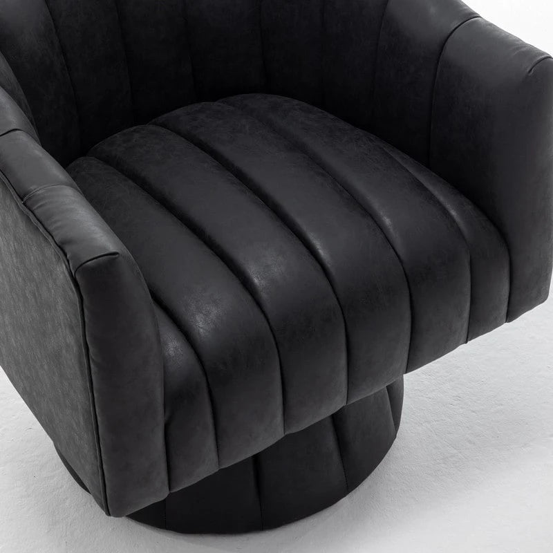 Fauteuil pivotant de style Mid-Century - Moutarde / Abricot Foncé / Noir / Marron - Une place