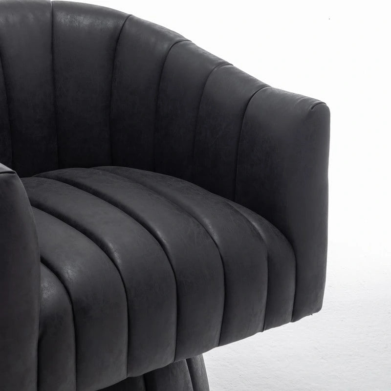 Fauteuil pivotant de style Mid-Century - Moutarde / Abricot Foncé / Noir / Marron - Une place
