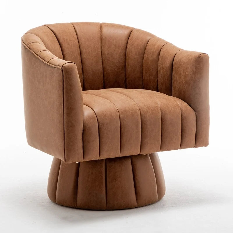 Fauteuil pivotant de style Mid-Century - Moutarde / Abricot Foncé / Noir / Marron - Une place