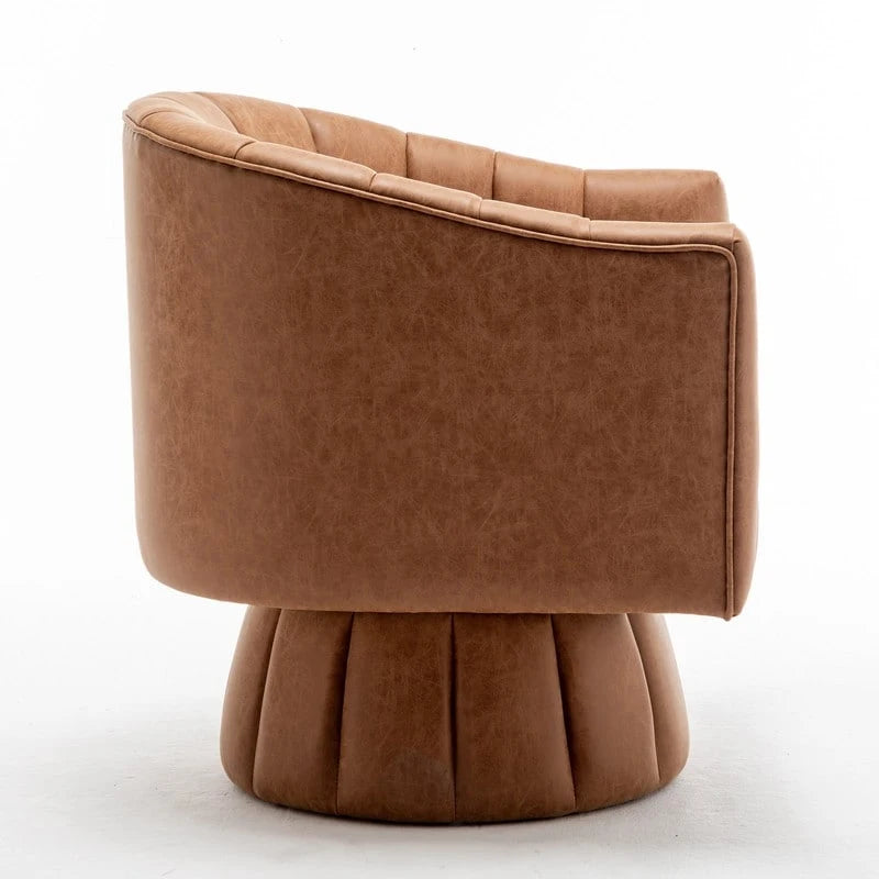 Fauteuil pivotant de style Mid-Century - Moutarde / Abricot Foncé / Noir / Marron - Une place