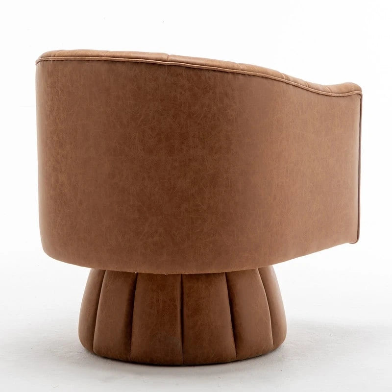 Fauteuil pivotant de style Mid-Century - Moutarde / Abricot Foncé / Noir / Marron - Une place