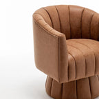 Fauteuil pivotant de style Mid-Century - Moutarde / Abricot Foncé / Noir / Marron - Une place