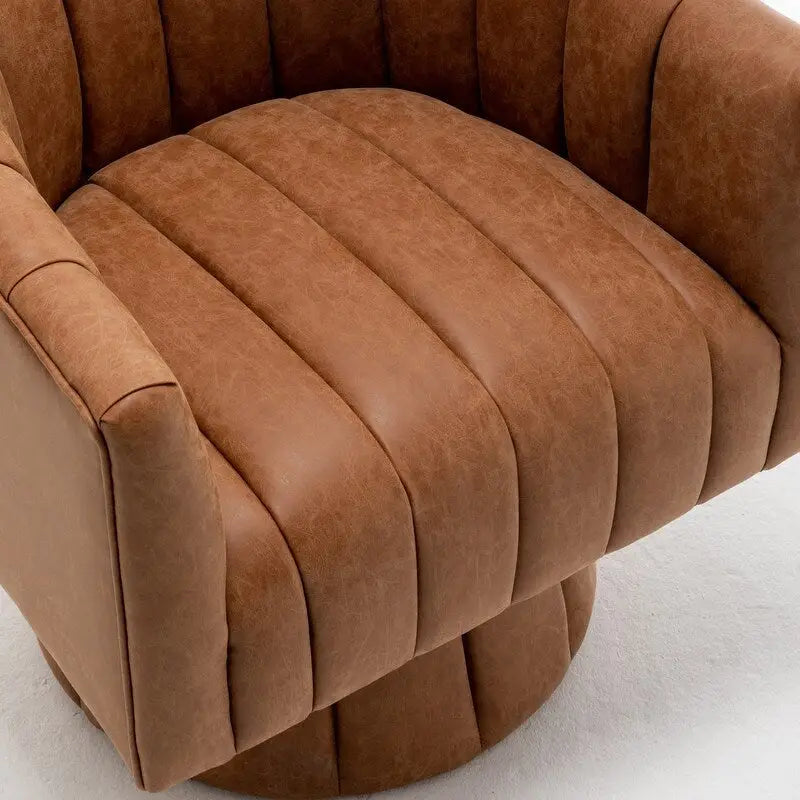 Fauteuil pivotant de style Mid-Century - Moutarde / Abricot Foncé / Noir / Marron - Une place