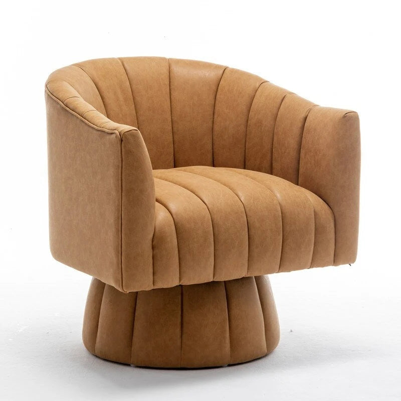 Fauteuil pivotant de style Mid-Century - Moutarde / Abricot Foncé / Noir / Marron - Une place