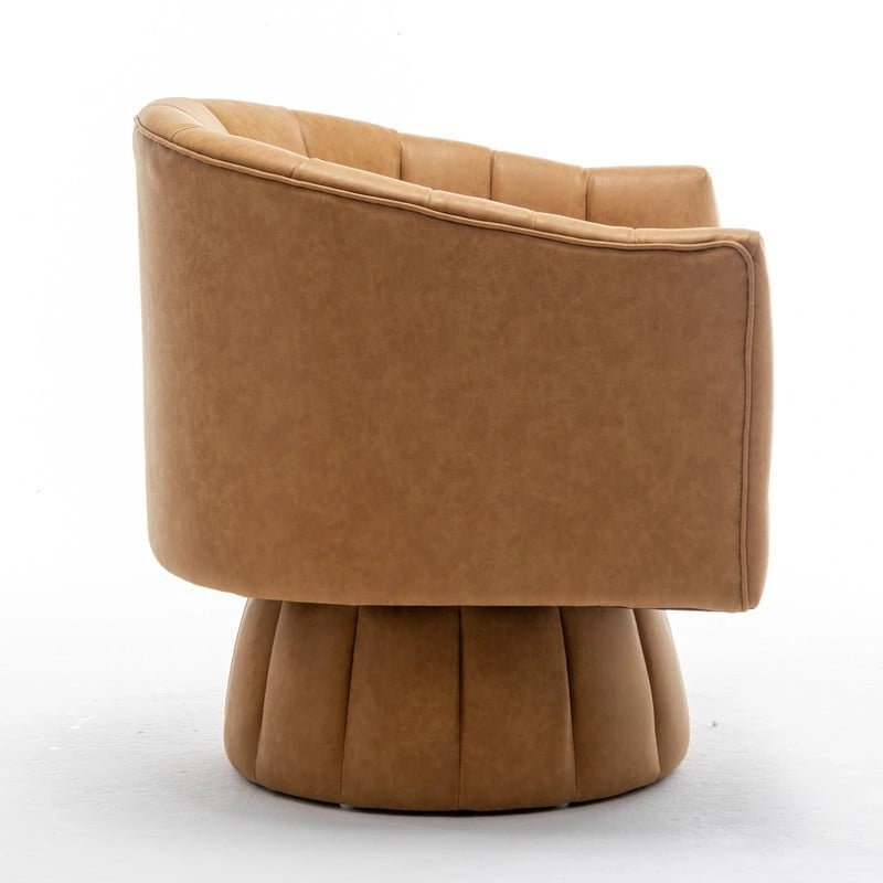 Fauteuil pivotant de style Mid-Century - Moutarde / Abricot Foncé / Noir / Marron - Une place