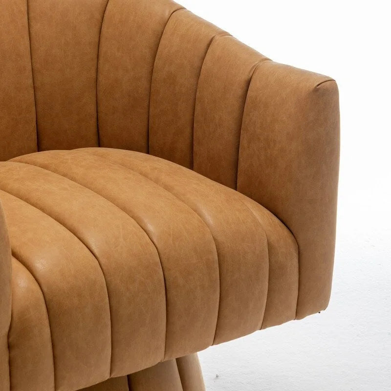 Fauteuil pivotant de style Mid-Century - Moutarde / Abricot Foncé / Noir / Marron - Une place
