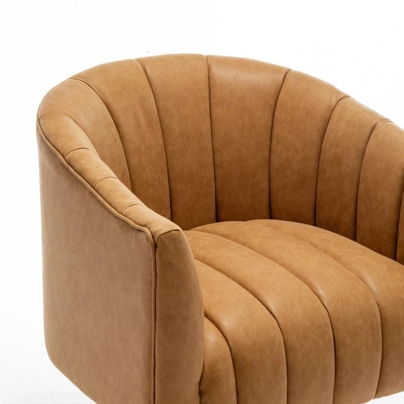 Fauteuil pivotant de style Mid-Century - Moutarde / Abricot Foncé / Noir / Marron - Une place