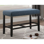 Banc de salle à manger hauteur comptoir en tissu bleu/gris/beige, 2 places