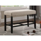 Banc de salle à manger hauteur comptoir en tissu bleu/gris/beige, 2 places