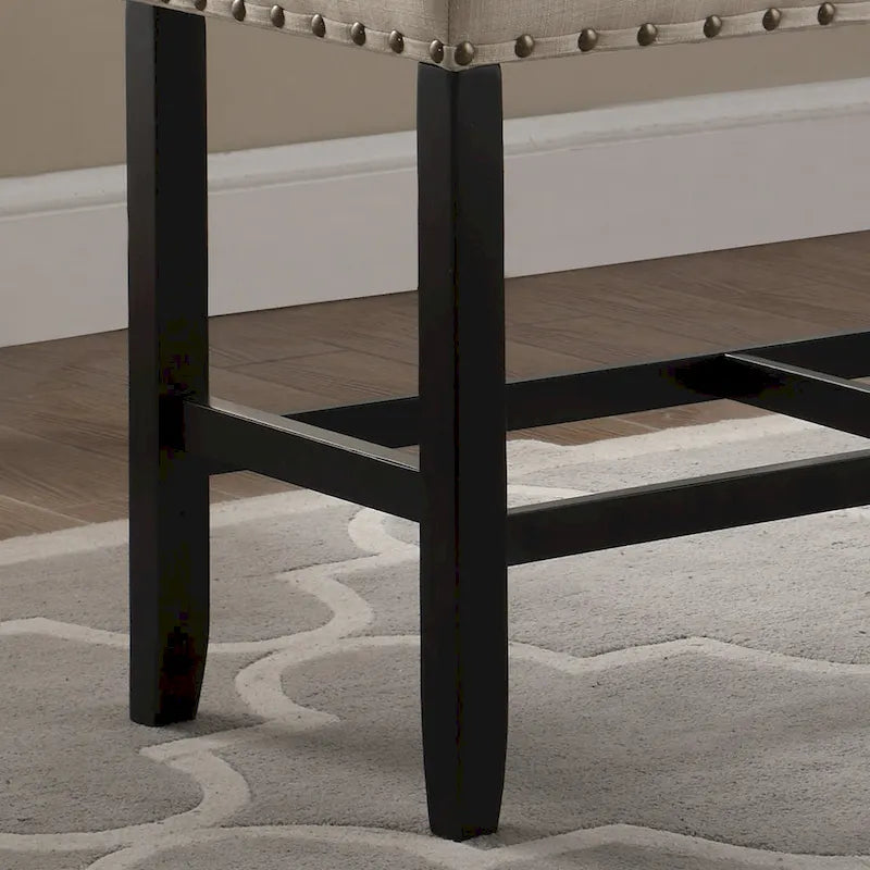 Banc de salle à manger hauteur comptoir en tissu bleu/gris/beige, 2 places