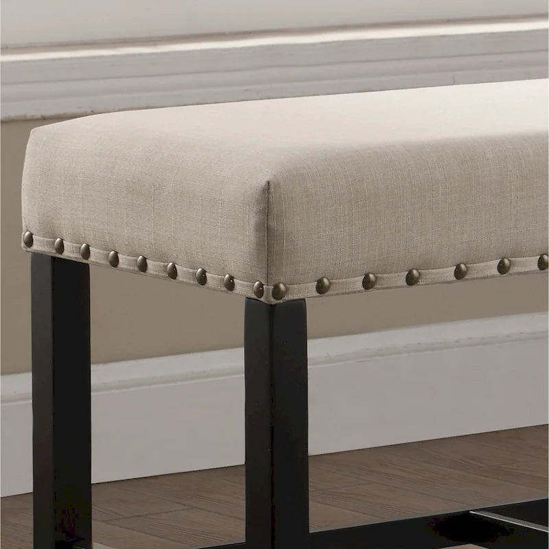 Banc de salle à manger hauteur comptoir en tissu bleu/gris/beige, 2 places