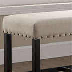 Banc de salle à manger hauteur comptoir en tissu bleu/gris/beige, 2 places
