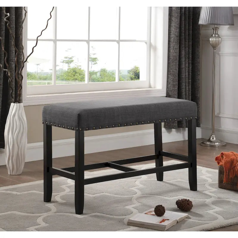 Banc de salle à manger hauteur comptoir en tissu bleu/gris/beige, 2 places
