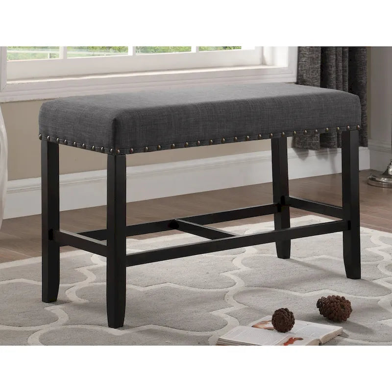 Banc de salle à manger hauteur comptoir en tissu bleu/gris/beige, 2 places