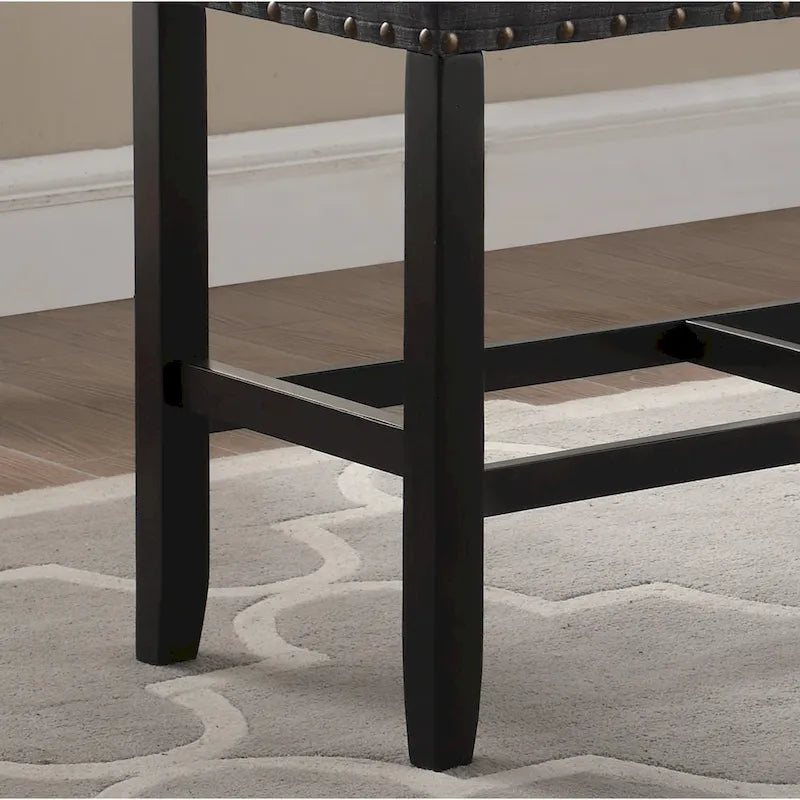 Banc de salle à manger hauteur comptoir en tissu bleu/gris/beige, 2 places