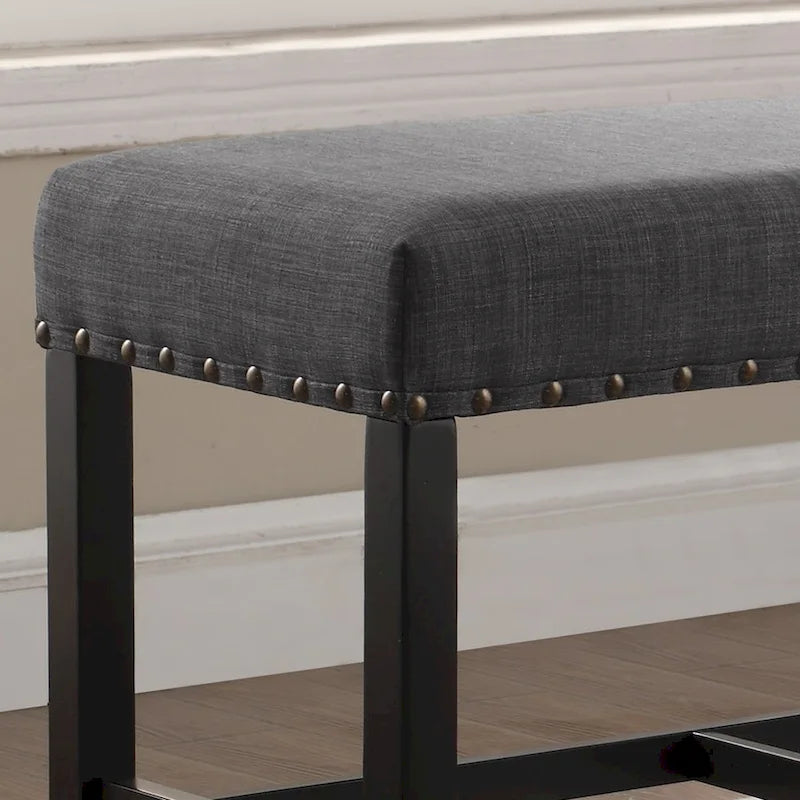 Banc de salle à manger hauteur comptoir en tissu bleu/gris/beige, 2 places