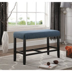 Banc de salle à manger hauteur comptoir en tissu bleu/gris/beige, 2 places